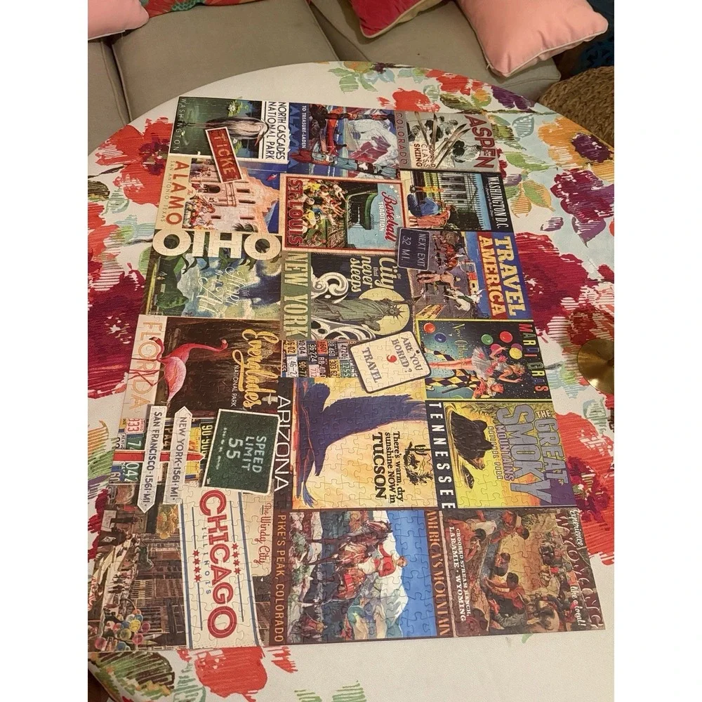 Jigsaw Puzzle Traveling the USA 1000 pieces The Saturday evening Post Complete